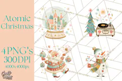 Atomic Christmas PNG Clipart, Retro Holiday Art Cllip Art Product Image 1