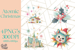 Atomic Christmas PNG Clipart, Retro Holiday Art Cllip Art Product Image 1