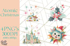 Atomic Christmas PNG Clipart, Retro Holiday Art Cllip Art Product Image 1