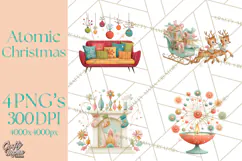 Atomic Christmas PNG Clipart, Retro Holiday Art Cllip Art Product Image 1