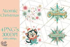 Atomic Christmas PNG Clipart, Retro Holiday Art Cllip Art Product Image 1