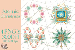 Atomic Christmas PNG Clipart, Retro Holiday Art Cllip Art Product Image 1