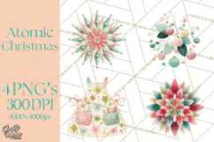 Atomic Christmas PNG Clipart, Retro Holiday Art Cllip Art Product Image 1