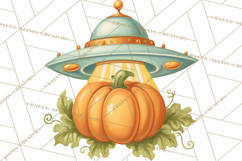 Retro Sci Fi Halloween Clipart PNG Vintage Spooky Art Product Image 3