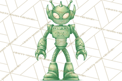 Retro Sci Fi Halloween Clipart PNG Vintage Spooky Art Product Image 2