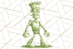 Retro Sci Fi Halloween Clipart PNG Vintage Spooky Art Product Image 3