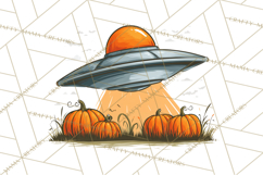 Retro Sci Fi Halloween Clipart PNG Vintage Spooky Art Product Image 5