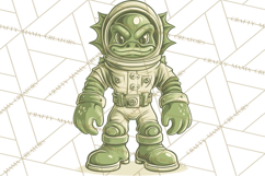 Retro Sci Fi Halloween Clipart PNG Vintage Spooky Art Product Image 2