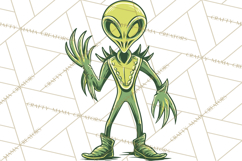 Retro Sci Fi Halloween Clipart PNG Vintage Spooky Art Product Image 4