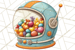 Retro Sci Fi Halloween Clipart PNG Vintage Spooky Art Product Image 5