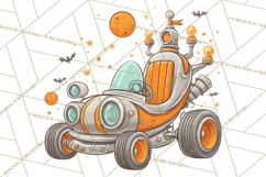 Retro Sci Fi Halloween Clipart PNG Vintage Spooky Art Product Image 4