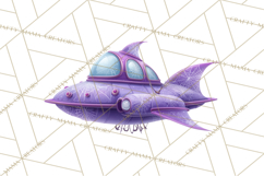Retro Sci Fi Halloween Clipart PNG Vintage Spooky Art Product Image 2