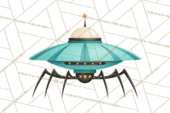 Retro Sci Fi Halloween Clipart PNG Vintage Spooky Art Product Image 4
