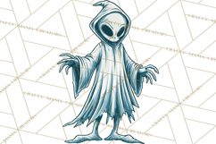 Retro Sci Fi Halloween Clipart PNG Vintage Spooky Art Product Image 4