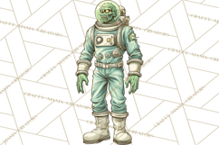 Retro Sci Fi Halloween Clipart PNG Vintage Spooky Art Product Image 2