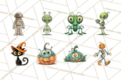 Retro Sci Fi Halloween Clipart Pack PNG Vintage Spooky Art Product Image 3