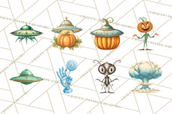 Retro Sci Fi Halloween Clipart Pack PNG Vintage Spooky Art Product Image 4