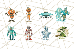 Retro Sci Fi Halloween Clipart Pack PNG Vintage Spooky Art Product Image 8
