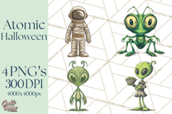 Retro Sci Fi Halloween Clipart PNG Vintage Spooky Art Product Image 1