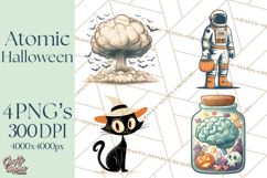 Retro Sci Fi Halloween Clipart PNG Vintage Spooky Art Product Image 1
