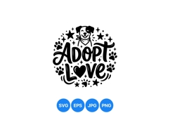 Adopt Love Dog Paw Print SVG Design Product Image 1
