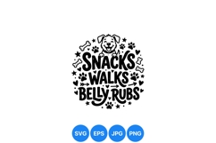 Playful Dog Snacks Walks And Belly Rubs SVG Product Image 1