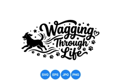 Playful Dog Silhouette With Wagging Tail SVG Product Image 1