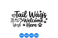 Friendly Dog Tail Wagging Welcome Sign Svg Product Image 1