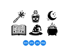 Hand Drawn Witchcraft Magic Clipart SVG Product Image 1