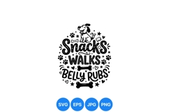 Cute Dog Snacks Walks Belly Rubs SVG Design Product Image 1
