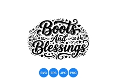 Rustic Western Boots And Blessings Typography Design Product Image 1