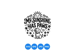 Cute Dog Sunshine Paw Print Clipart Design Product Image 1