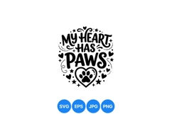 My Heart Has Paws SVG Animal Love Design Product Image 1