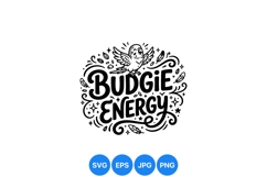 Hand Drawn Budgie Bird Typography Design Product Image 1