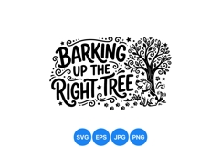 Playful Dog And Tree Illustration Graphic Product Image 1