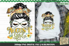August Girl PNG Design. 300dpi PNG Digital File for sublimation, iron-on transfer, DTG printing or other print projects.