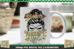 August Girl PNG Design. 300dpi PNG Digital File for sublimation, iron-on transfer, DTG printing or other print projects.
