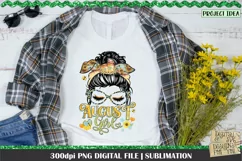 August Girl PNG Design. 300dpi PNG Digital File for sublimation, iron-on transfer, DTG printing or other print projects.