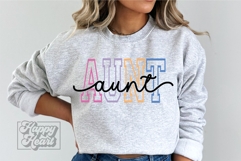 Aunt Varsity Script Pastel SVG PNG - Mothers Day Trendy Product Image 1