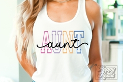 Aunt Varsity Script Pastel SVG PNG - Mothers Day Trendy Product Image 4