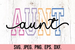 Aunt Varsity Script Pastel SVG PNG - Mothers Day Trendy Product Image 5