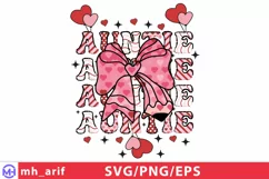 Auntie Valentine Pencil Coquette Bow SVG PNG Product Image 1