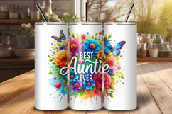 Best Auntie Ever Tumbler Wrap PNG, 20oz Sublimation Design Product Image 1