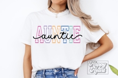 Auntie Varsity Script Pastel SVG PNG - Mothers Day Trendy Product Image 1