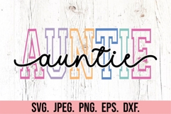 Auntie Varsity Script Pastel SVG PNG - Mothers Day Trendy Product Image 5
