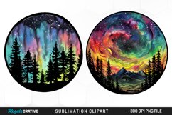 Watercolor Aurora Borealis Sublimation Clipart Product Image 1