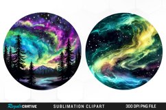 Watercolor Aurora Borealis Sublimation Clipart Product Image 1