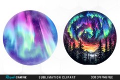 Watercolor Aurora Borealis Sublimation Clipart Product Image 1