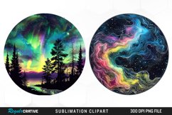 Watercolor Aurora Borealis Sublimation Clipart Product Image 1