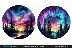 Watercolor Aurora Borealis Sublimation Clipart Product Image 1